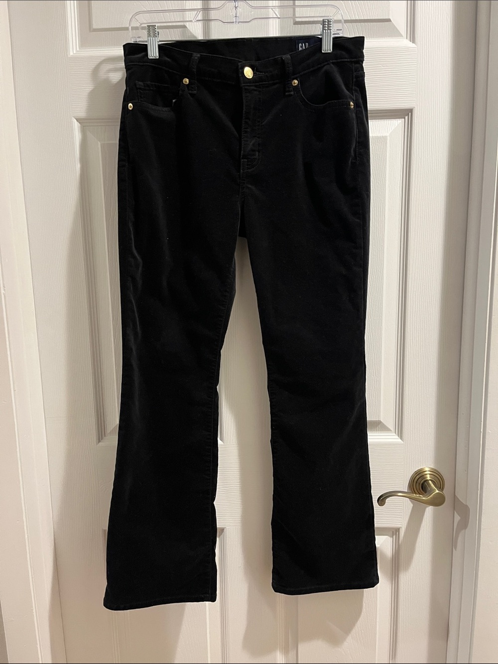 GAP black velvet 5 pocket baby boot jeans/pants size 8 short